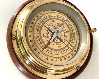 Desktop Wooden Compass Brass Nautical Maritime Beautiful Décor