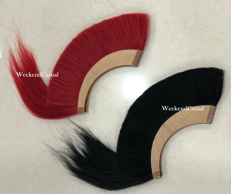 Medieval Spartan Helmet Plume Natural Horse Hair RED / BLACK Color