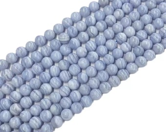 Blaue Spitze Achat glatte runde Perlen für die Schmuckherstellung, natürliche Edelstein 4-12 mm