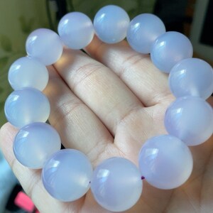 17mm Genuine Natural purple chalcedony beads bracelet,Gifts for her,Jewelry gifts