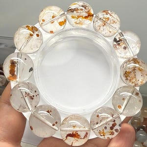 17 mm natuurlijke pyriet in ronde kralenarmband kwarts, mooie kralenarmband, handgemaakt cadeau, zeldzame unieke sieraden