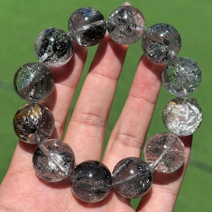 High Quality 18mm Genuine Natural Herkimer Diamond Quartz Beaded bracelet,Jewelry gifts,healing bracelet,energy bracelet