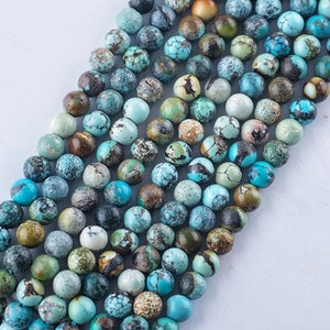 Real Genuine HuBei Turquoise Smooth Round Beads 2mm 3mm 4mm 5mm 6mm Natural Blue Green Turquoise beads,semi-precious stone,Per Strands