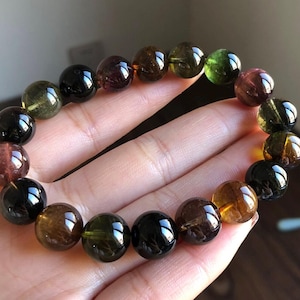 Pulsera de cuentas de turmalina Old Mine certificadas de 11 mm