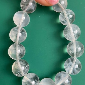13mm Rare Genuine Blue Feather Needle Rutilated Quartz Beaded bracelet,jewelry gifts,large beads bracelet