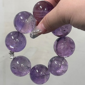 27mm Genuine Natural Purple Lavender Amethyst Quartz Beaded bracelet,beaded bracelet,jewelry gifts,Handmade bracelets