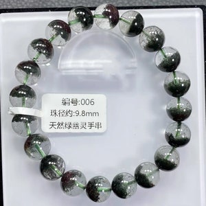 9.8mm Genuine Natural Green Phantom Quartz Crystal Beads Bracelet,High quality bracelet,healing bracelet,gift for woman