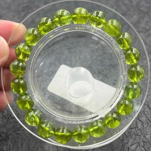 Pulsera de cuentas de cuarzo peridoto verde natural de 9 mm