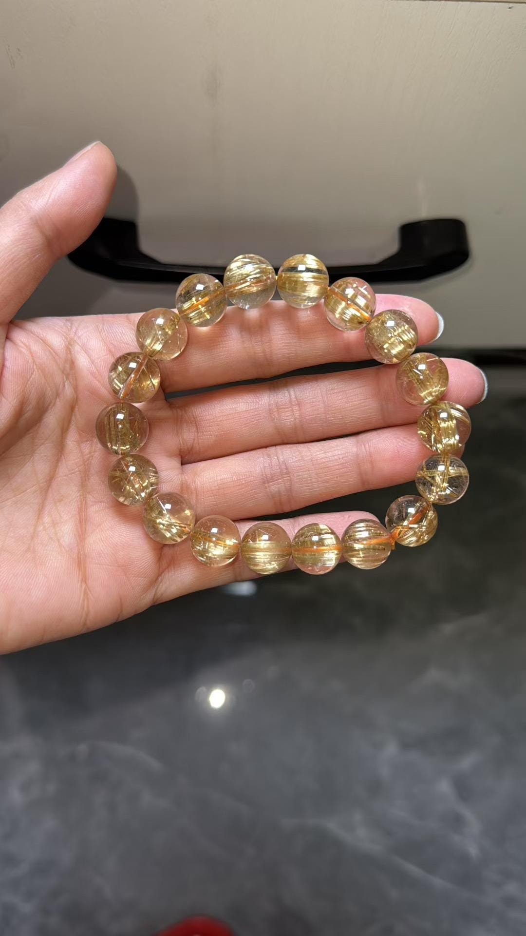 11.5mm Certified Genuine Natural Golden Rutilated quartz bracelet,men bracelet,healing bracelet,energy bracelet,jewelry gifts,large beads