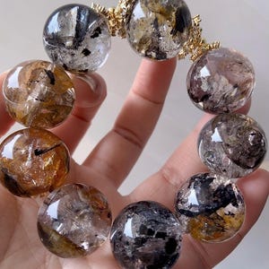 22-23mm Genuine Natural Herkimer Diamond Beaded bracelet,Jewelry gifts,healing bracelet,energy bracelet