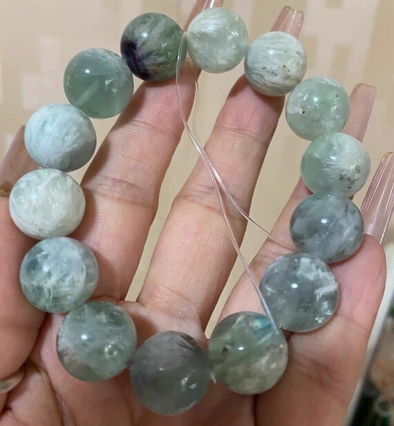 Bracelet De Perles En Fluorite Naturelle - Fait Main Et Sur Mesure - Pour Homme, Femme, Enfant - Neuf Sans Emballage