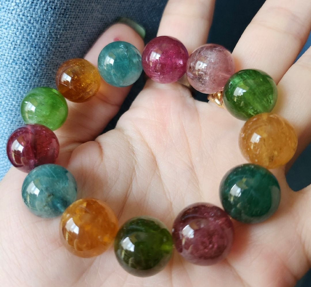 16mm Rare Genuine Candy Tourmaline Beads Bracelet,high Quality Beads
