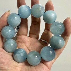 19mm Natural Genuine Blue aquamarine beaded bracelet,women bracelet,men bracelet,jewelry gift,Large beads aquamarine bracelet