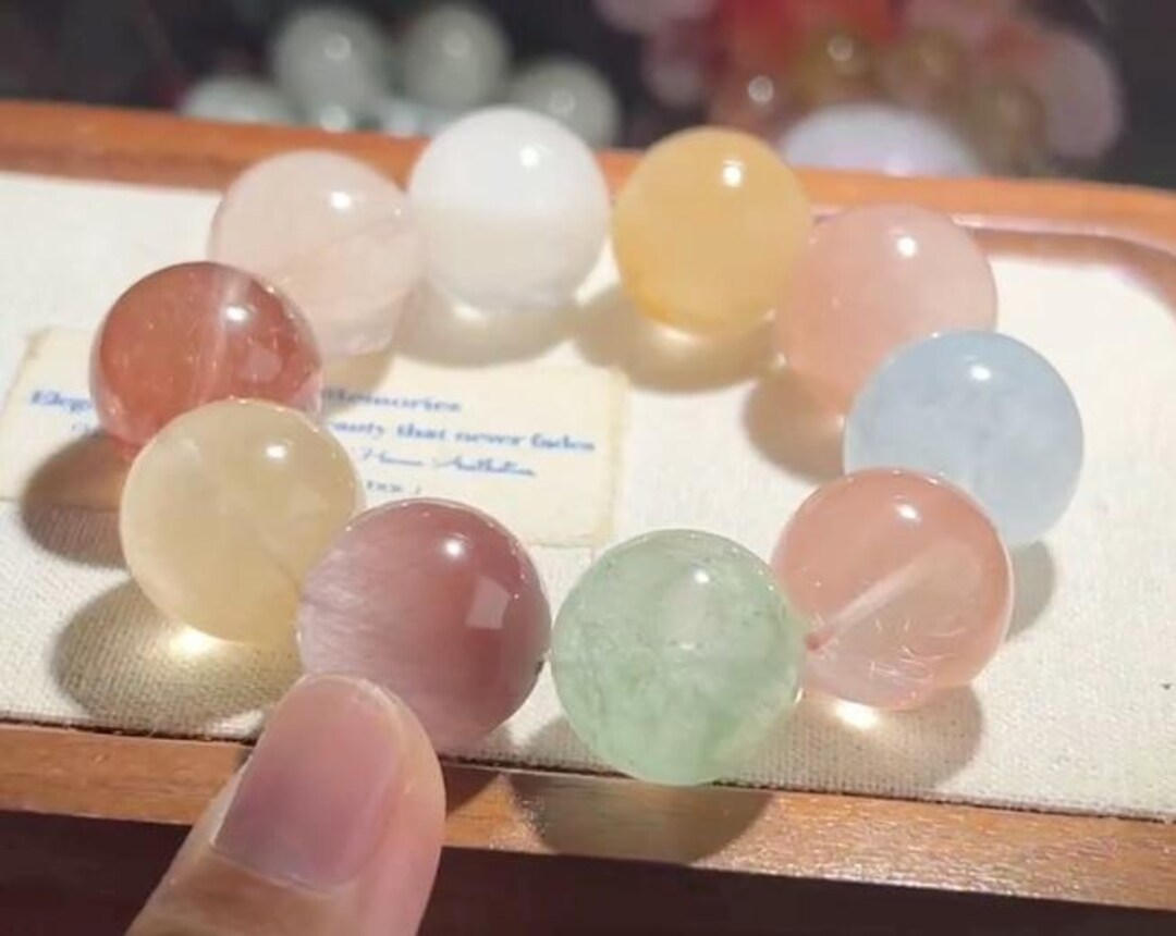 19mm Rare Genuine Natural Candy Rabbit Hair Rutilated Quartz Beaded ...