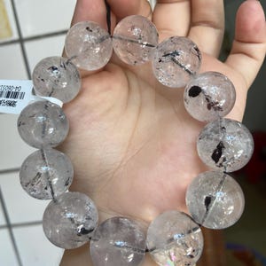 19mm Genuine Natural Herkimer Diamond Beaded bracelet,Jewelry gifts,healing bracelet,energy bracelet