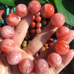 18mm  Rare Natural sardonyx Red Agate Beaded Bracelet,large size beads bracelet,unique gifts,South Red agate bracelet