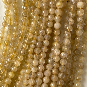 Natural Golden Rutilated Quartz round beads ,4-12mm Rutilated Quartz Loose beads,semi-precious stone