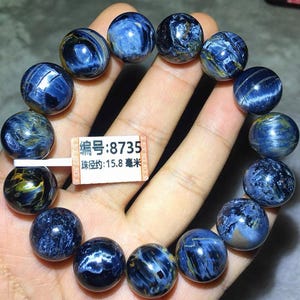 15.8mm Natural Blue Fire pietersite round Beaded Bracelet,energy stone beads,large size beads