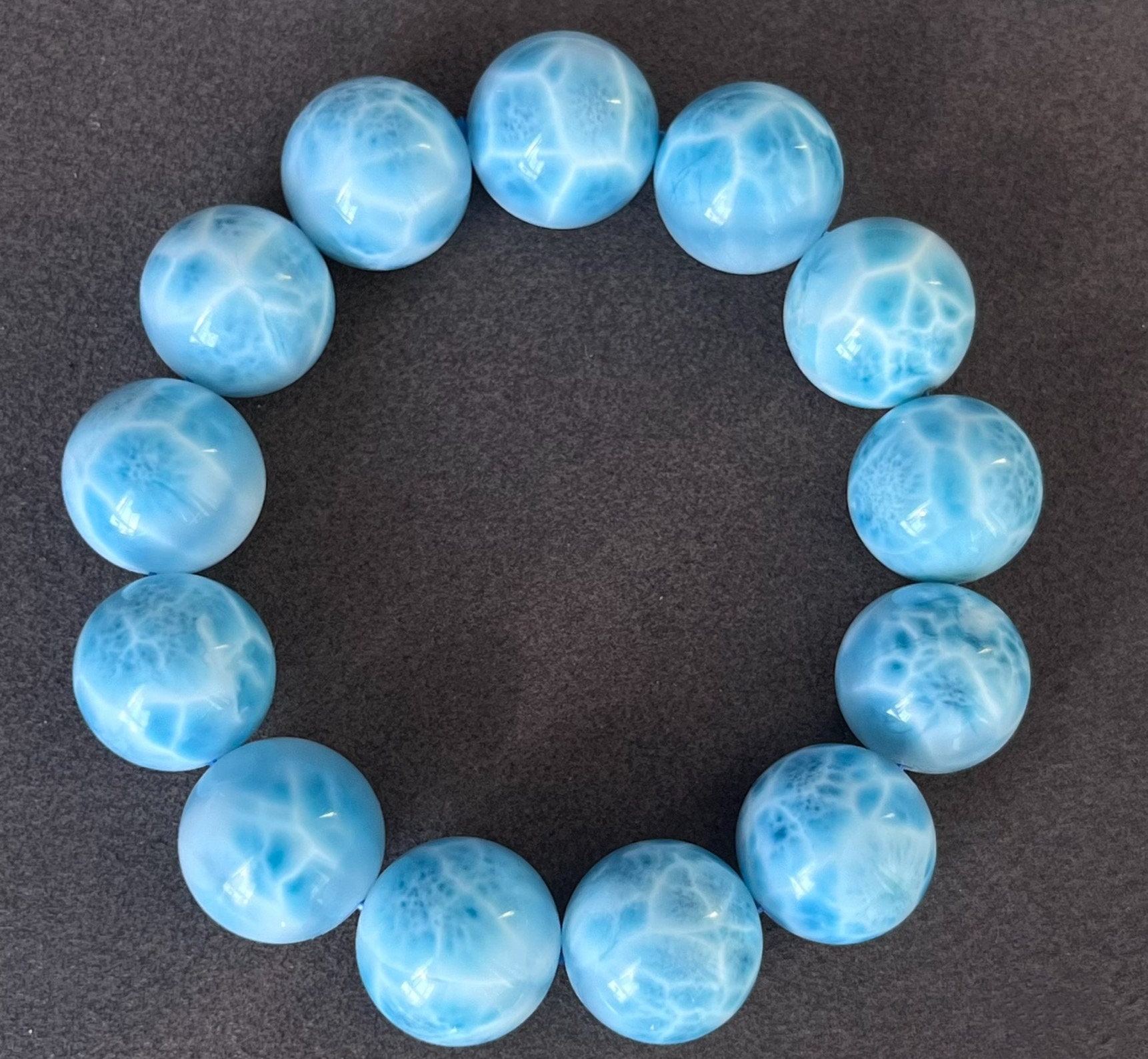 18 mm 天然本ラリマービーズブレスレット、ジュエリーギフト用の高品質