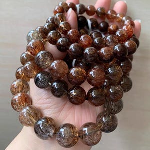 7-18mm Natural Genuine Black Golden Super seven  Rutilated Quartz Beads Bracelet,healing bracelet