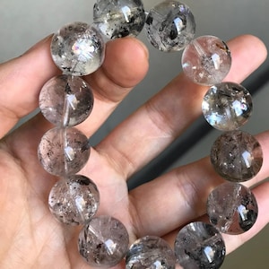 High Quality 16mm Genuine Natural Herkimer Diamond Quartz Beaded bracelet,Jewelry gifts,healing bracelet,energy bracelet