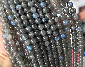 Ein natürlicher blauer Blitz grau Labradorit Perlen Großhandel, grauer Mondstein lose Perlen, Halbedelstein, 15 Zoll, 6 mm, 8 mm, 10 mm