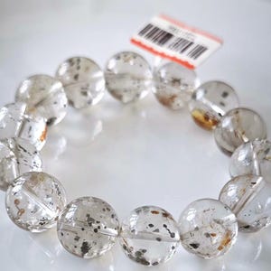 15 mm natuurlijk pyriet in lepidocrocietkwarts ronde kralenarmband, mooie kralenarmband, handgemaakt cadeau, zeldzame unieke sieradencadeaus