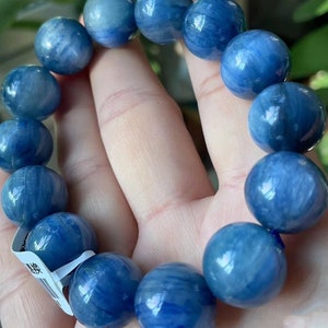 15mm Natural Genuine Blue Kyanite Beads Bracelet,Kyanite bracelet for friends,beads bracelet,jewelry gift,Large size Kyanite Bracelet