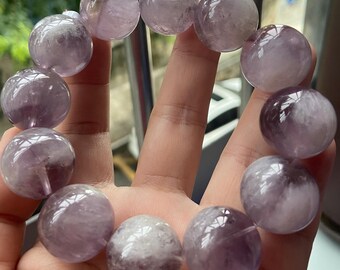 19mm Natural Purple Rabbit Hair Rutilated Quartz Beaded