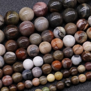 Natural Petrified Wood Opalite Jasper Gemstone Beads,loose round beads,6-16mm semi-precious stone,15 Inches Full strand