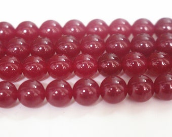 Red Ruby Gemstone Beads, 3-12mm Round Corundum, 15 Inch Strand