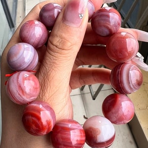 18mm  Rare Natural South Red Agate Beaded Bracelet,large size beads bracelet,unique gifts,South Red agate bracelet