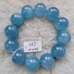 20mm Natural Genuine Blue aquamarine beaded bracelet,women bracelet,men bracelet,jewelry gift,Large aquamarine bracelet
