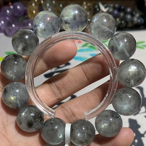 17mm Rare Natural Genuine biotite mica Sparkling Blue aquamarine beaded bracelet,women men bracelet,jewelry gift, Large size aquamarine