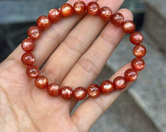 8mm High Quality Natural Golden Sunstone beads bracelet,Golden Strawberry Quartz beaded bracelet,jewelry gifts,women bracelet