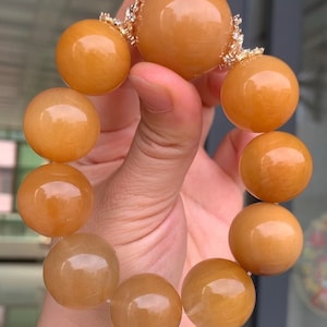 20mm Rare High Quality Genuine Natural Yellow Rabbit hair crystal Rutilated Quartz Beads Bracelet,healing bracelet