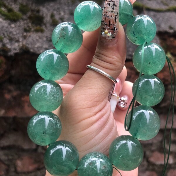 18mm Natural Green Strawberry Quartz Beads bracelet,Jewelry gifts,Big size beads Bracelet