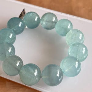 17mm Natural Genuine Blue aquamarine beaded bracelet,women bracelet,men bracelet,jewelry gift,Large beads aquamarine bracelet