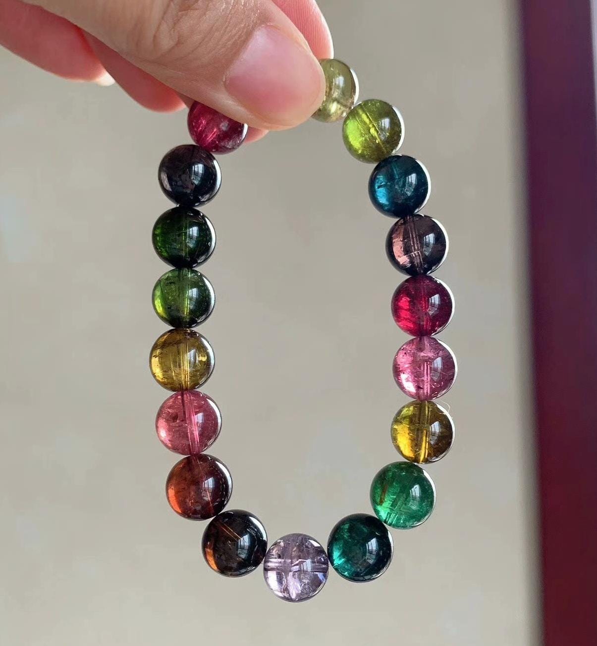 天然✨ レインボー トルマリン ブレスレット 約9.5〜10mm Amazon.co.jp: JP_Beads レインボートルマリンブレスレット