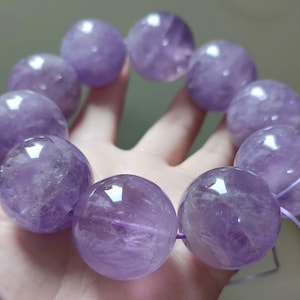 25mm Genuine Natural Lavender Amethyst Quartz Beaded bracelet,Rare Large Size beaded bracelet,jewelry gifts,Handmade bracelets