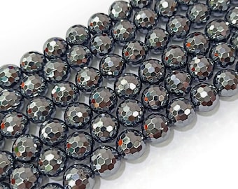 AAA Natural Terahertz Faceted  Round Loose Beads 6mm 8mm 10mm  ,loose energy stone beads,semi-precious stone