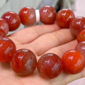 17mm Natural Red Agate Beaded Bracelet,large size beads bracelet,unique gifts,South Red agate bracelet