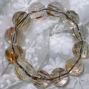 18mm High Grade Natural Genuine Black Golden Super Seven Rutilated Quartz bracelet, healing energy bracelet,jewelry gifts