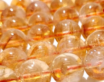 5A echte Citrin Quarz glatte runde 4 mm,6 mm,8 mm,10 mm,12 mm lose Perlen für die Schmuckherstellung