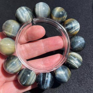 20MM Dream Yellow Blue Tiger'eyes Beaded Bracelet