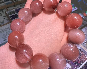 20mm Rare Genuine Natural purple rabbit hair Rutilated Quartz beaded Bracelet,beautiful gifts,large size beads bracelet