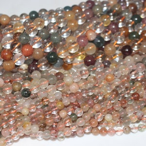 Genuine multicolor rutilated quartz smooth round beads 6mm 8mm 10mm,Natural Fulushou Quartz loose beads,semi-precious stone