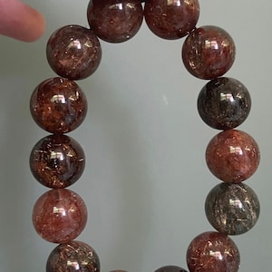 15mm Natural Genuine Black Golden Super Seven Rutilated Quartz bracelet, healing energy bracelet,jewelry gifts