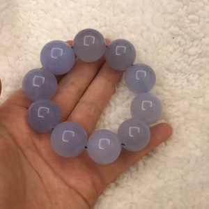 21-23mm echte natuurlijke blauwe chalcedoon kralen armband, cadeaus voor haar, handgemaakte sieraden geschenken afbeelding 6