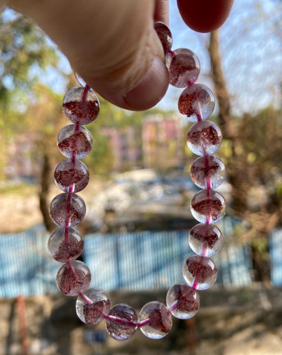 Natural Super Seven Quartz Bracelet, Golden Strawberry